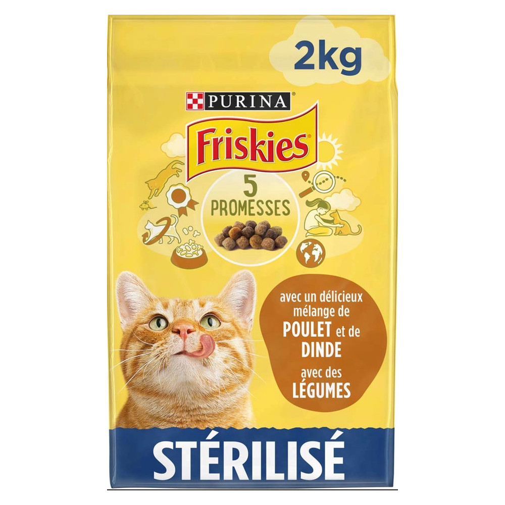 Purina Alimento sterilizzato per gatti con una deliziosa miscela di tacchino, pollo e verdure 2kg FRISKIES NP-218825 Cibo per...