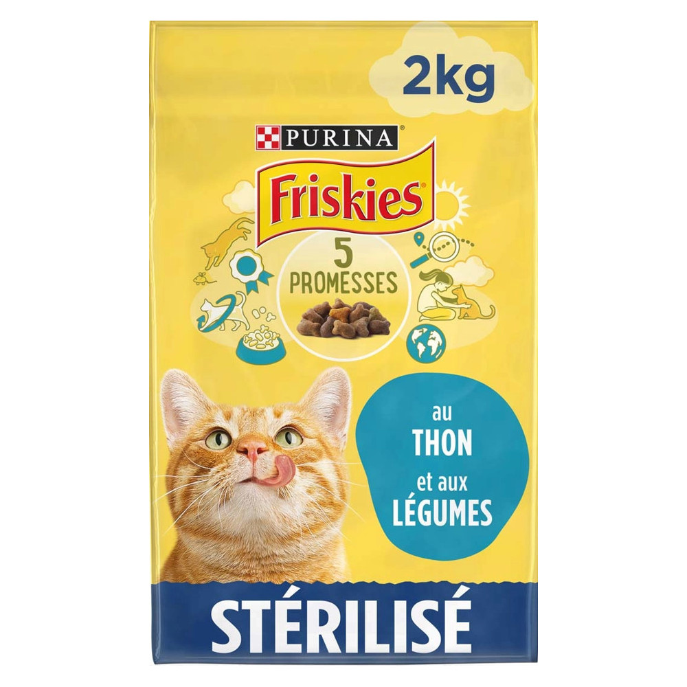 Purina Croquettes pour chat stérilise au Thon et aux Légumes 2kg FRISKIES Nourriture chat
