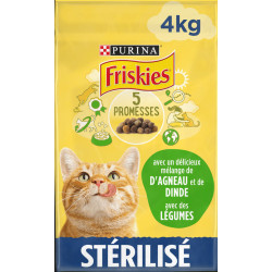Purina Alimento per gatti sterilizzati o castrati con una deliziosa miscela di agnello, tacchino e verdure 4 kg FRISKIES NP-7...