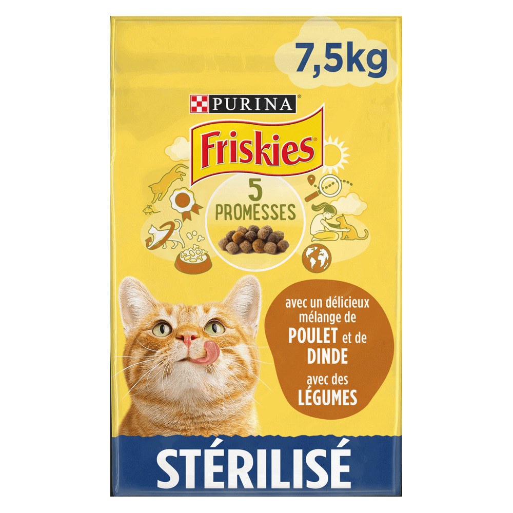 Purina Alimento sterilizzato per gatti con una deliziosa miscela di tacchino, pollo e verdure 7,5 kg FRISKIES NP-966865 Cibo ...