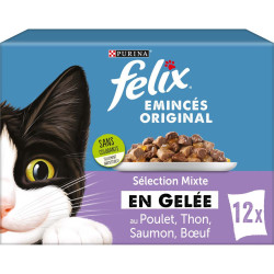 Purina 12 Beutel 85 g Geschnetzeltes in Gelee für Katzen - Mixed Selection felix NP-334497 Pâtée - émincés chat