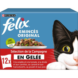 Purina 12 Sachets de 85g d'Émincés en Gelée pour chat - Sélection de la Campagne FELIX Nourriture chat