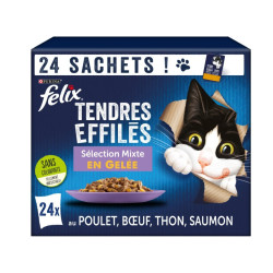 Purina 24 Bustine da 85 g per gatti teneri - felix Selezione mista in gelatina NP-335012 Pâtée - émincés chat