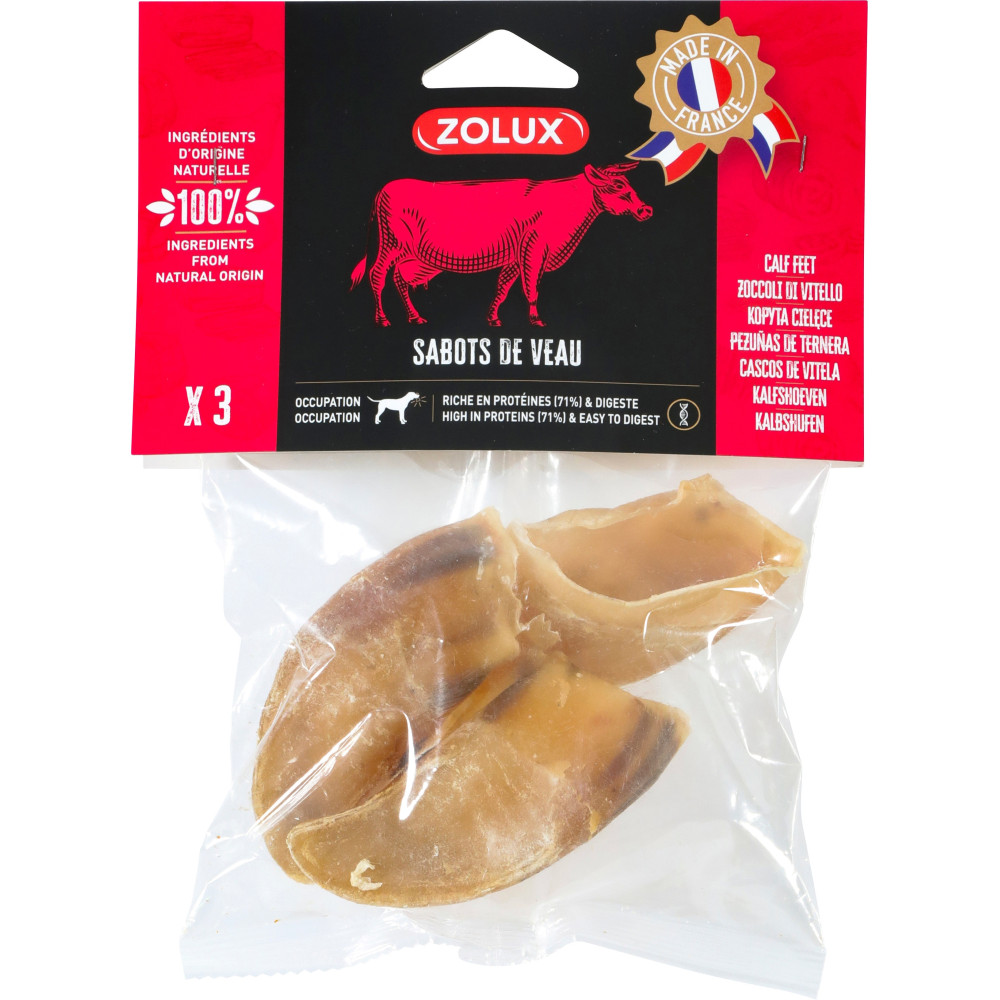 ZO-482831 zolux 3 piezas de golosinas para perros con pezuñas de ternera Caramelos masticables