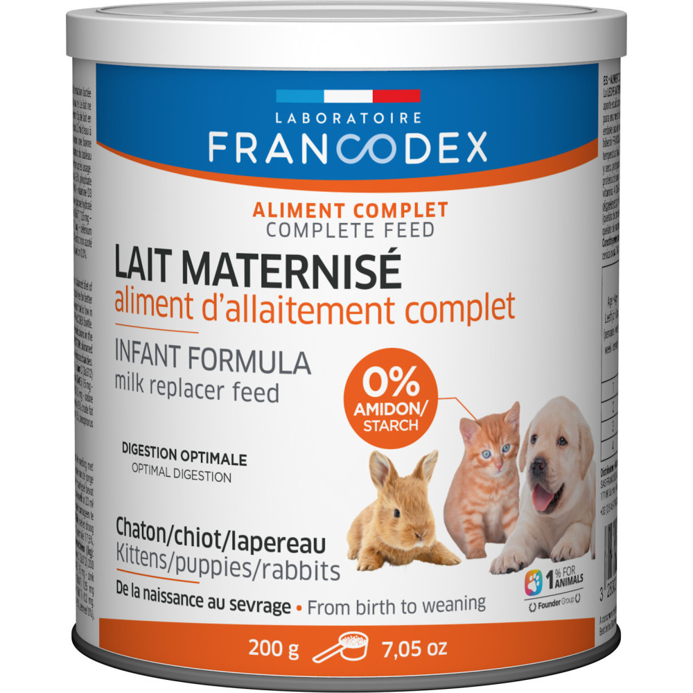Complete formule melk 200 g voor puppy's, kittens en konijnen Francodex FR-170403 Voedingssupplement