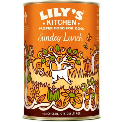 Lily's Kitchen Pâtée pour chien poulet, pois et pomme de terre. 400G Sunday Lunch LILY'S KITCHEN Patée et émincé pour chien