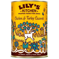 Lily's Kitchen Chicken and turkey dog food . 400G Casserole Chicken , Turkey LILY'S KITCHEN Paté and sliced dog food