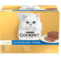 24 Blikken voor katten 85g Les Mousselines GOLD GOURMET Purina NP-889759 Pâtée - émincés chat