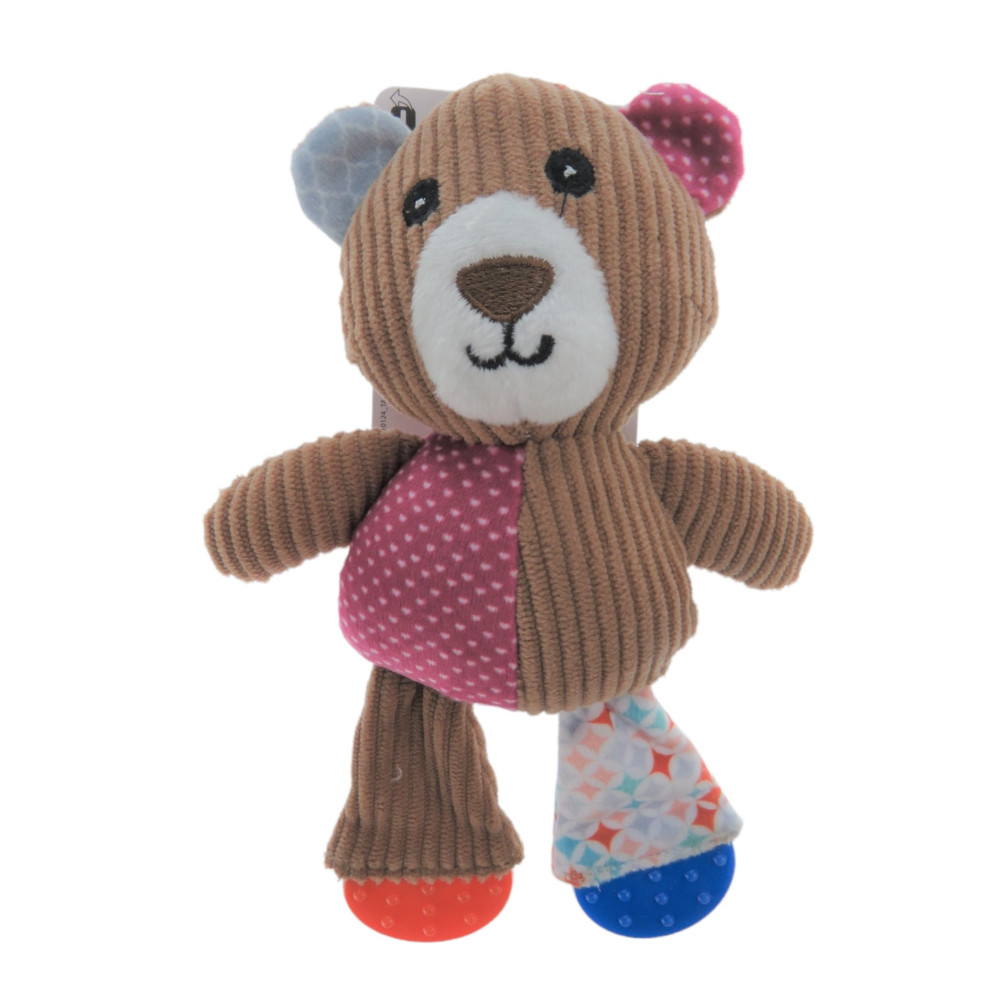 Nilak bruine teddybeer knuffel, met TPR voetjes, 19 cm, voor puppy Flamingo FL-521900 Pluche voor honden