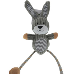 Grijs Gommy konijnenspeeltje, met touwpoten, 45 cm, voor honden Flamingo FL-521884 Pluche voor honden