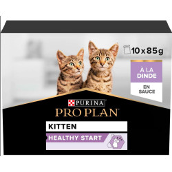 10 x 85g HEALTHY START Kitten Pouches z indykiem w sosie PRO PLAN NP-767646 Purina