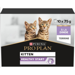 NP-180773 Purina 10 bolsitas HEALTHY START de 75 g para gatitos con Terrina de Pavo PRO PLAN Pâtée - émincés chat
