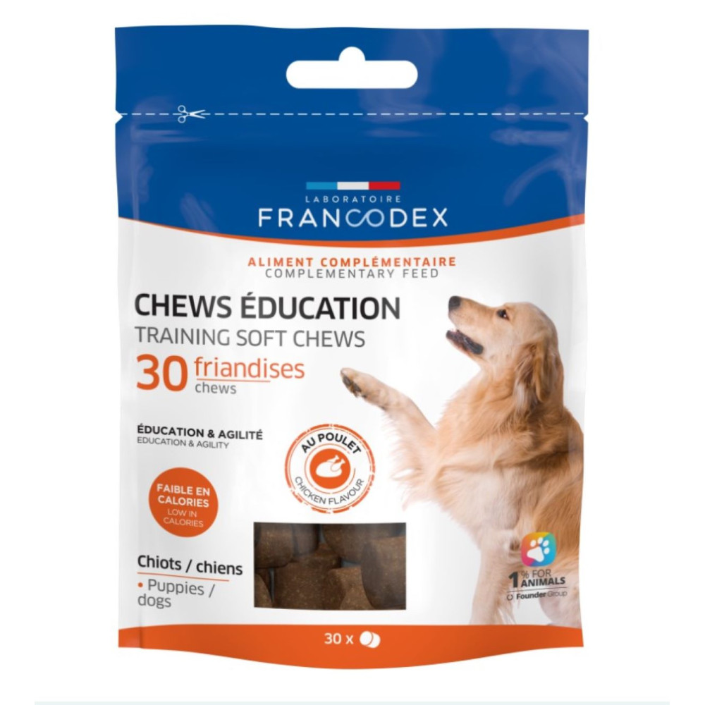 Francodex CHEWS education 30 friandises au poulet pour chien Friandise chien