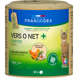 FR-170200 Francodex Repel parásitos 30 Vers o net + comprimidos para gatos Control de plagas de gatos