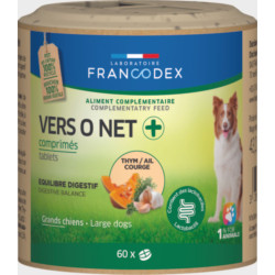 Francodex Vers O Net + anti parasitaire naturel 60 comprimés pour grand chien collier antiparasitaire