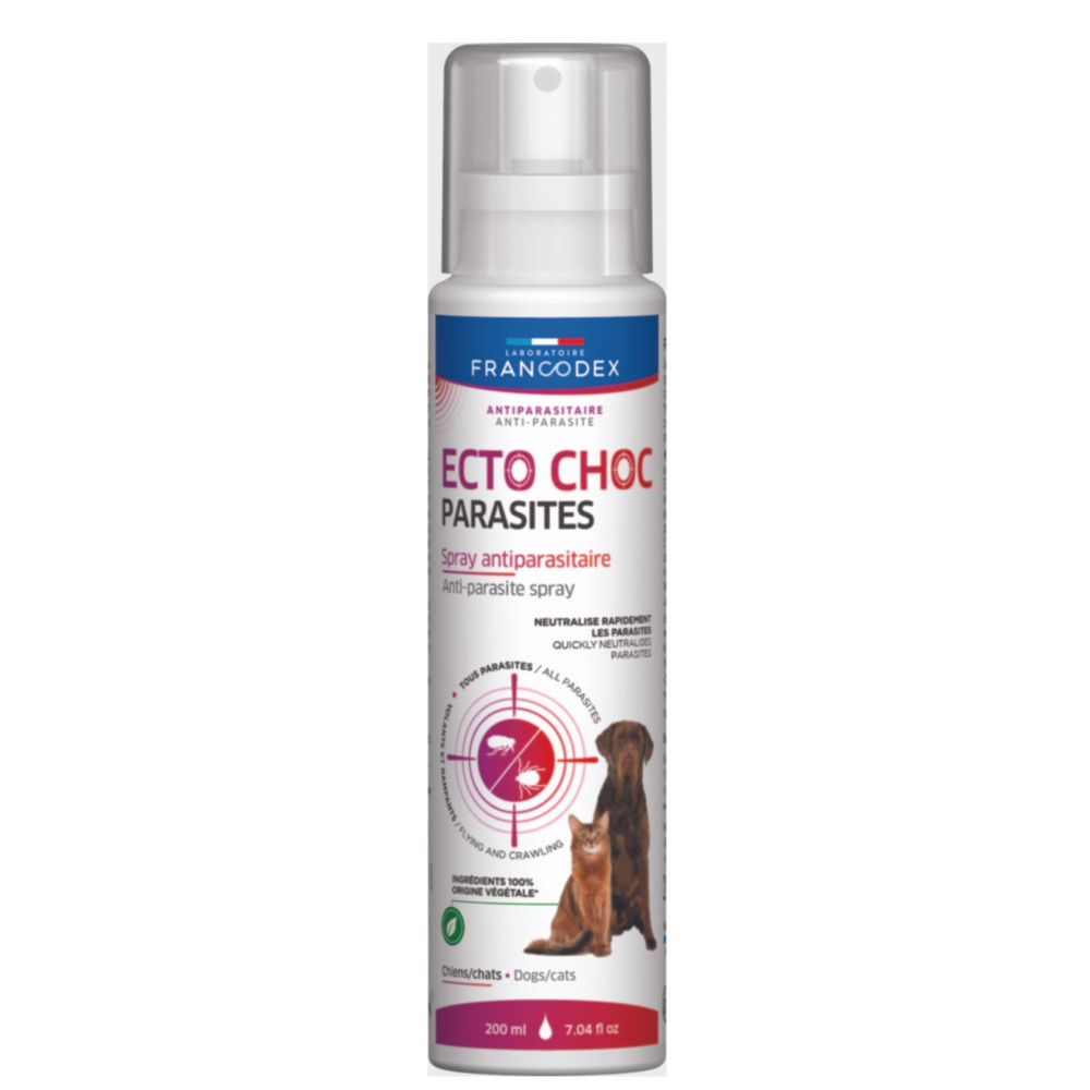FR-172472 Francodex Ecto Choc Parasites 200 ml antiparasitario para perros y gatos Spray de control de plagas