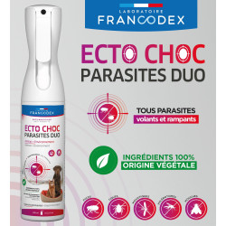 Francodex Ecto Choc Parasites duo 290 ml antiparasitaires pour chiens, chats et habitat Antiparasitaire pour l'habitat
