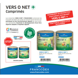 Francodex Vers O Net + anti parasitaire naturel 60 comprimés pour grand chien collier antiparasitaire