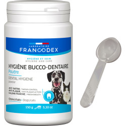 Francodex Dentifrice en Poudre pot de 150 g Pour Chiens et Chats Soins des dents pour chiens