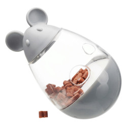 een 9 cm kattebehandelingsautomaat in de vorm van een muis. Willekeurige kleur. Trixie TR-41363 spelletjes voor traktaties