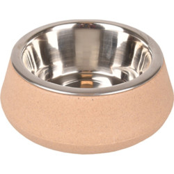 Flamingo Pet Products 470 ml Bowl with bowl in stainless steel Rimboé anti-slip. taupe color. for dog Bowl, bowl, bowl