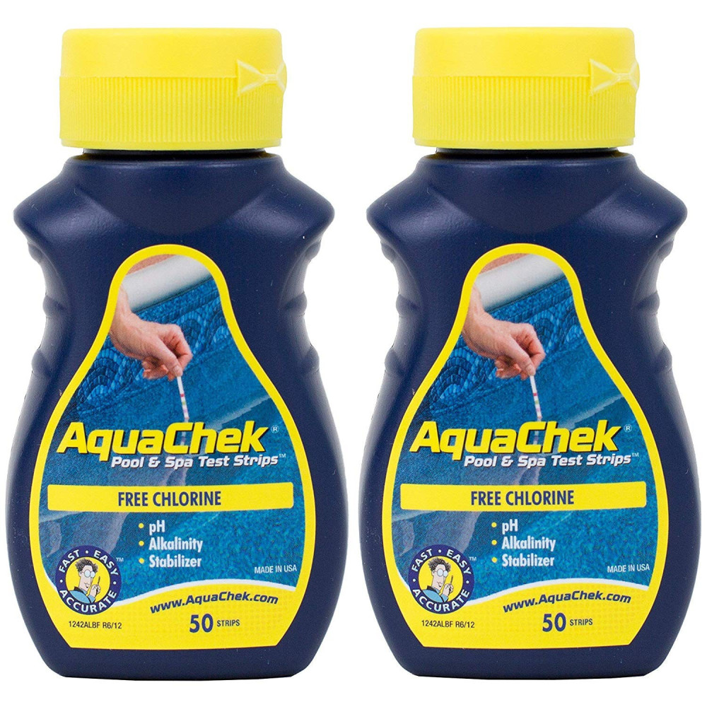 lot de 2 AquaChek Testeur de chlore pour piscine et Spa, Lot de 50 Bandelettes AQC-470-0005-x02 aquachek