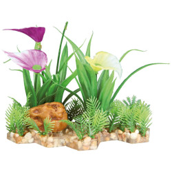 Trixie Kunststoffpflanze auf einem Bett aus Kies und Harz 13cm Fischdekoration TR-89301 Plante