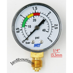 Manómetro com marcações vermelhas e verdes - Manómetro para filtro de areia de piscina em ABS 3 bares - rosca de 1/4 polegada...