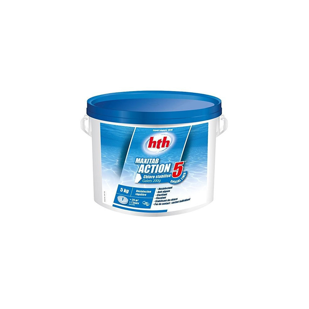 HTH Chlore multiaction - HTH Maxitab - 5 Action Spécial liner galets 200 g. - 5 kg Chlore