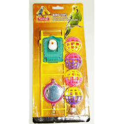 Espelho de brinquedo, bolas, escada de 20 cm. para pássaros. FL-100318 Brinquedos