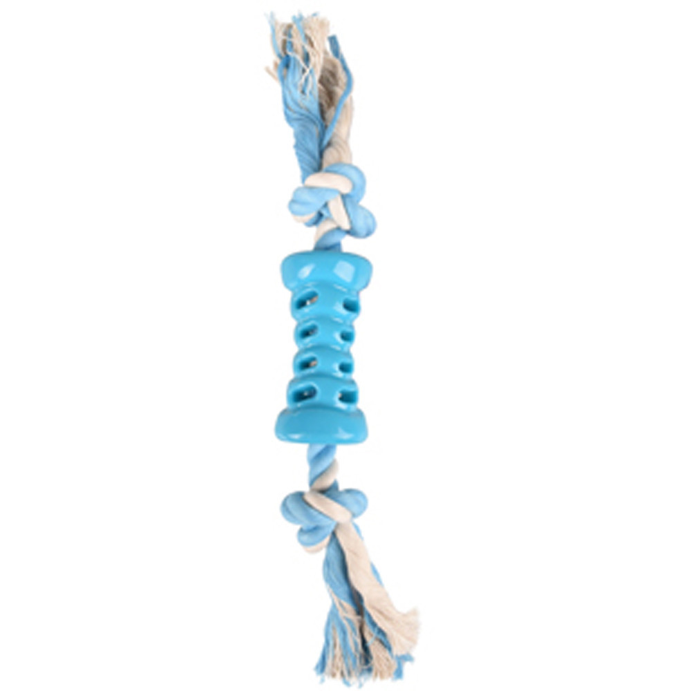 Flamingo Pet Products LINDO TPR Tube + Rope blue 35 cm toy for dogs Ropes for dogs