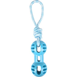 Flamingo Pet Products Dumbbell toy + pull rope blue 34.5 cm. RUDO. in TPR. for dogs. Ropes for dogs